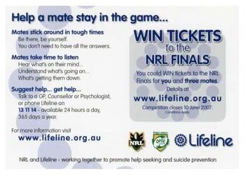 2007 Lifeline Help A Mate #NNO Canterbury Bulldogs Back